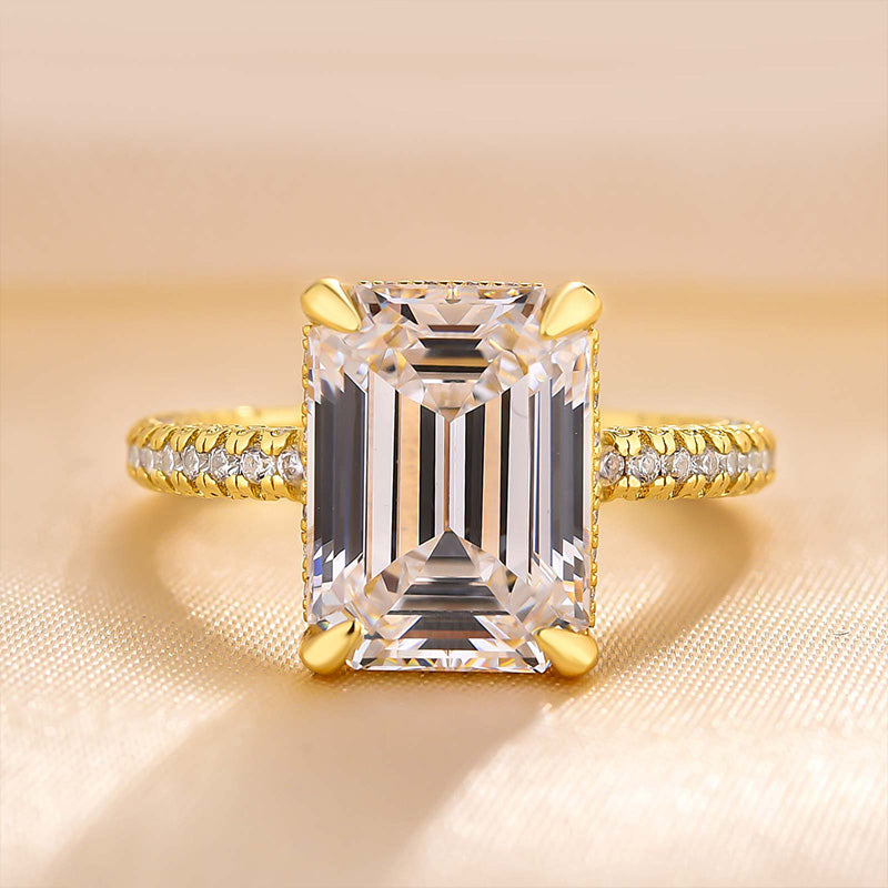 4Ct Gorgeous Emerald Cut Engagement Ring For Women In Sterling Silver-Sterling Silver-lornajewelry