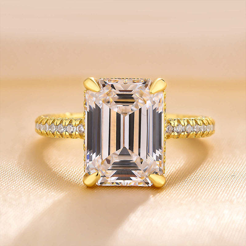 4Ct Gorgeous Emerald Cut Engagement Ring For Women In Sterling Silver-Sterling Silver-lornajewelry