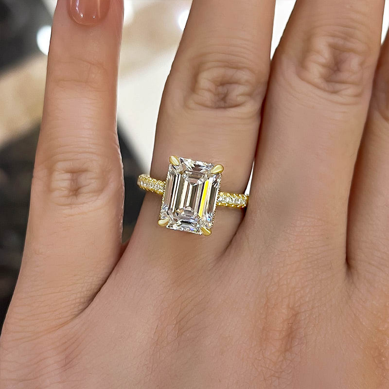 4Ct Gorgeous Emerald Cut Engagement Ring For Women In Sterling Silver-Sterling Silver-lornajewelry