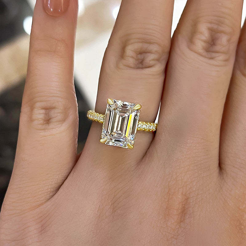 4Ct Gorgeous Emerald Cut Engagement Ring For Women In Sterling Silver-Sterling Silver-lornajewelry