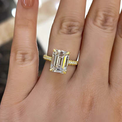 4Ct Gorgeous Emerald Cut Engagement Ring For Women In Sterling Silver-Sterling Silver-lornajewelry
