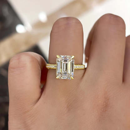 4Ct Gorgeous Emerald Cut Engagement Ring For Women In Sterling Silver-Sterling Silver-lornajewelry