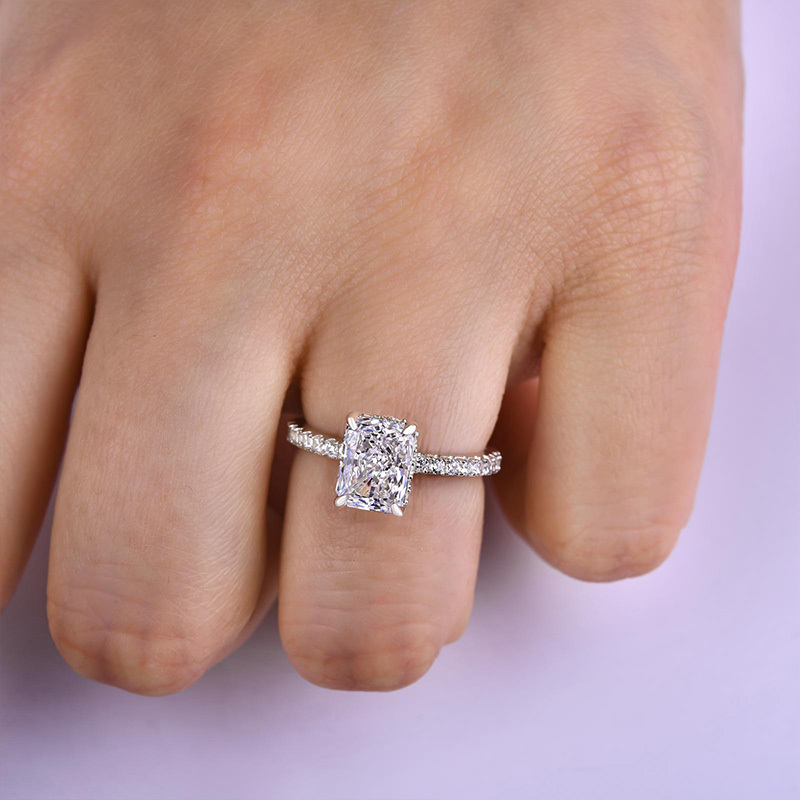 1.5Ct Elegant Sterling Silver Radiant Cut  Engagement Ring-Sterling Silver-lornajewelry