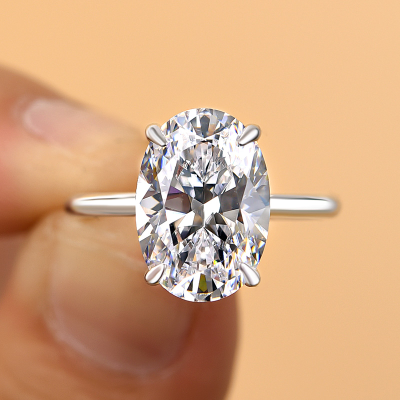 4Ct Exclusive Oval Cut Engagement Ring In Sterling Silver-Sterling Silver-lornajewelry