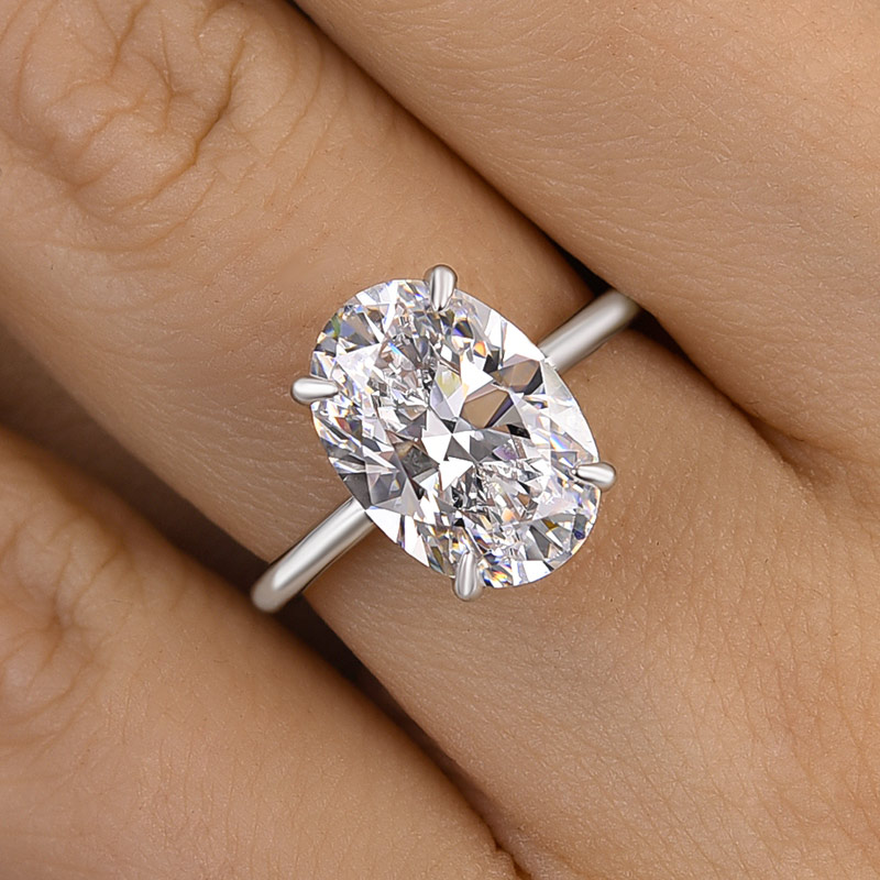 4Ct Exclusive Oval Cut Engagement Ring In Sterling Silver-Sterling Silver-lornajewelry