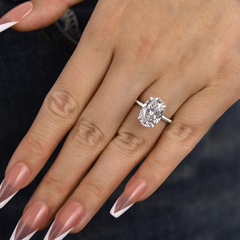 4Ct Exclusive Oval Cut Engagement Ring In Sterling Silver-Sterling Silver-lornajewelry