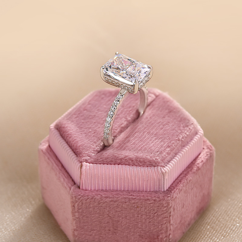 4Ct Exclusive Radiant Cut Engagement Ring For Women In Sterling Silver-Sterling Silver-lornajewelry