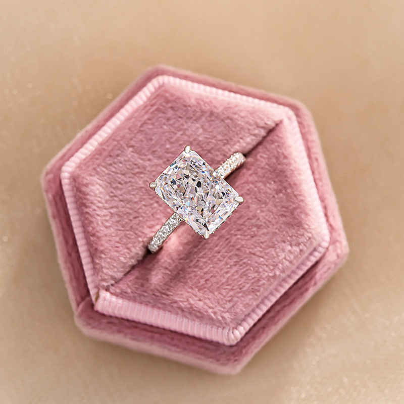 4Ct Exclusive Radiant Cut Engagement Ring For Women In Sterling Silver-Sterling Silver-lornajewelry