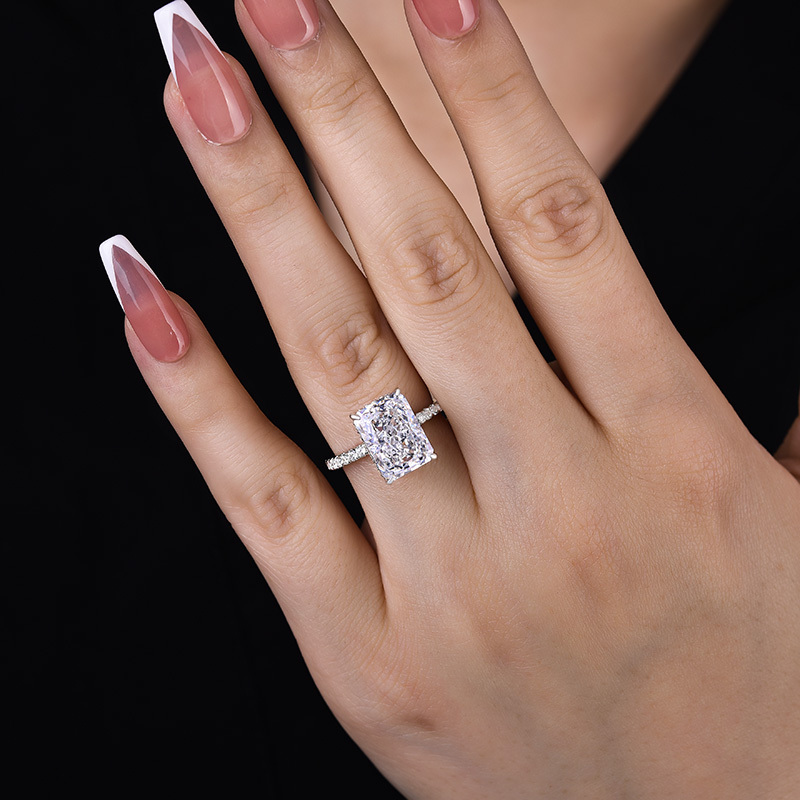 4Ct Exclusive Radiant Cut Engagement Ring For Women In Sterling Silver-Sterling Silver-lornajewelry