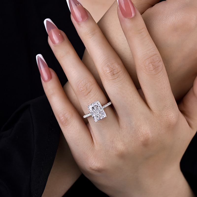 4Ct Exclusive Radiant Cut Engagement Ring For Women In Sterling Silver-Sterling Silver-lornajewelry