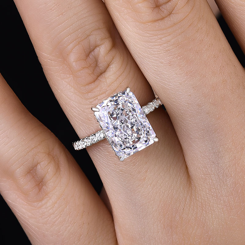 4Ct Exclusive Radiant Cut Engagement Ring For Women In Sterling Silver-Sterling Silver-lornajewelry