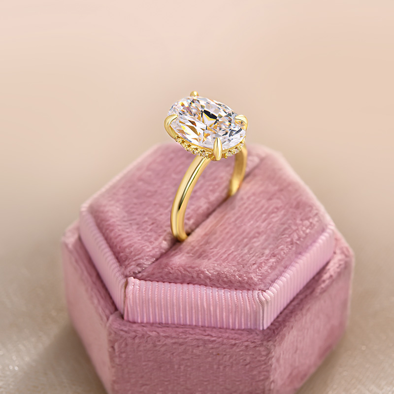 1.5Ct Sparkle Yellow Gold Oval Cut Engagement Ring For Women In Sterling Silver-Sterling Silver-lornajewelry