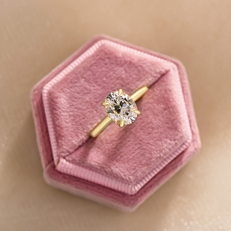 1.5Ct Sparkle Yellow Gold Oval Cut Engagement Ring For Women In Sterling Silver-Sterling Silver-lornajewelry