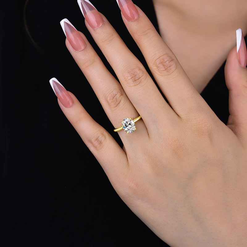 1.5Ct Sparkle Yellow Gold Oval Cut Engagement Ring For Women In Sterling Silver-Sterling Silver-lornajewelry