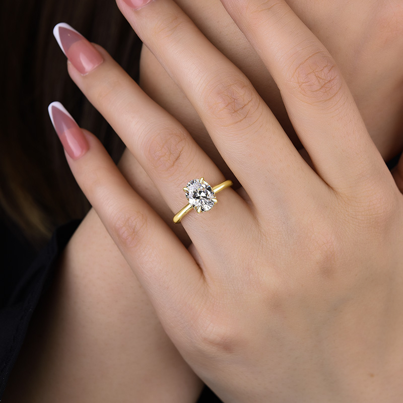 1.5Ct Sparkle Yellow Gold Oval Cut Engagement Ring For Women In Sterling Silver-Sterling Silver-lornajewelry