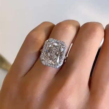 6Ct Luxury Halo Radiant Cut  Engagement Ring-Sterling Silver-lornajewelry