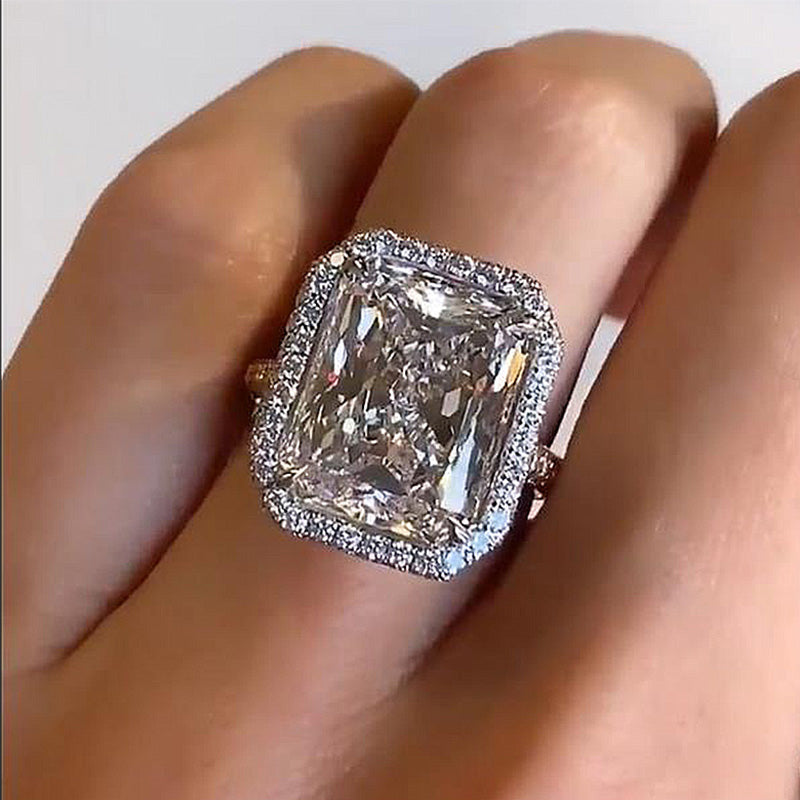 6Ct Luxury Halo Radiant Cut  Engagement Ring-Sterling Silver-lornajewelry