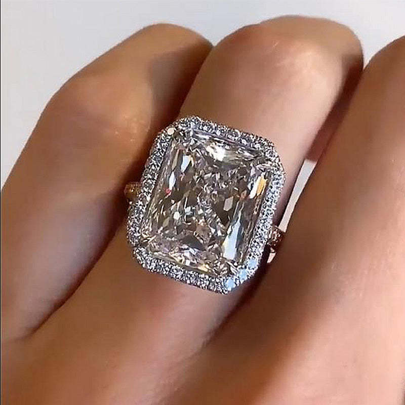 6Ct Luxury Halo Radiant Cut  Engagement Ring-Sterling Silver-lornajewelry