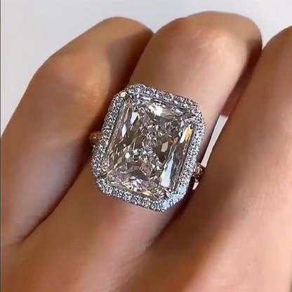 6Ct Luxury Halo Radiant Cut  Engagement Ring-Sterling Silver-lornajewelry