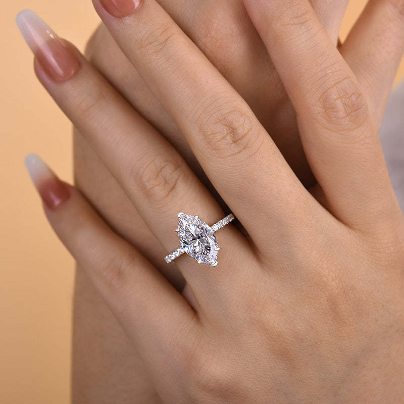 2.5Ct Exclusive Marquise Cut Engagement Ring In Sterling Silver-Sterling Silver-lornajewelry