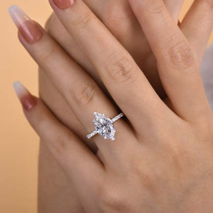 2.5Ct Exclusive Marquise Cut Engagement Ring In Sterling Silver-Sterling Silver-lornajewelry