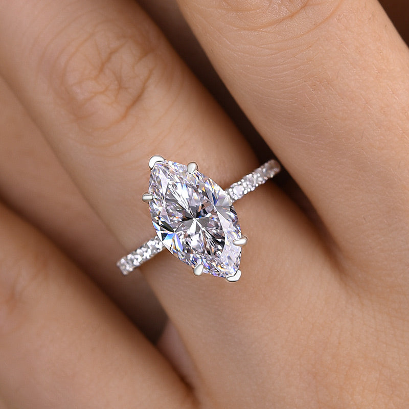 2.5Ct Exclusive Marquise Cut Engagement Ring In Sterling Silver-Sterling Silver-lornajewelry