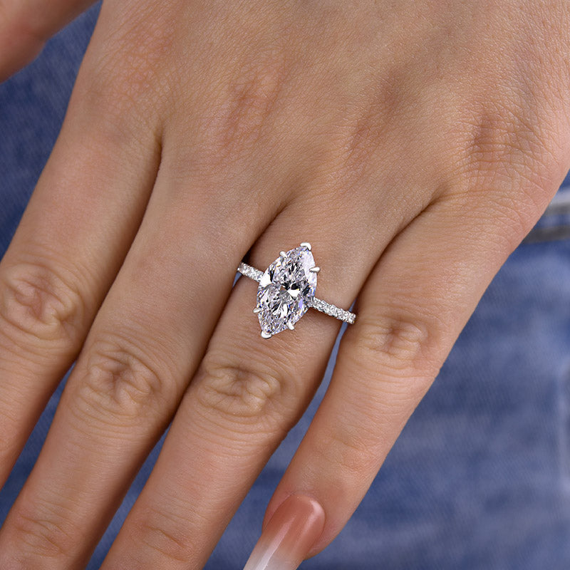 2.5Ct Exclusive Marquise Cut Engagement Ring In Sterling Silver-Sterling Silver-lornajewelry