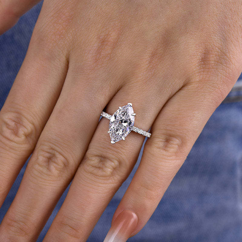 2.5Ct Exclusive Marquise Cut Engagement Ring In Sterling Silver-Sterling Silver-lornajewelry