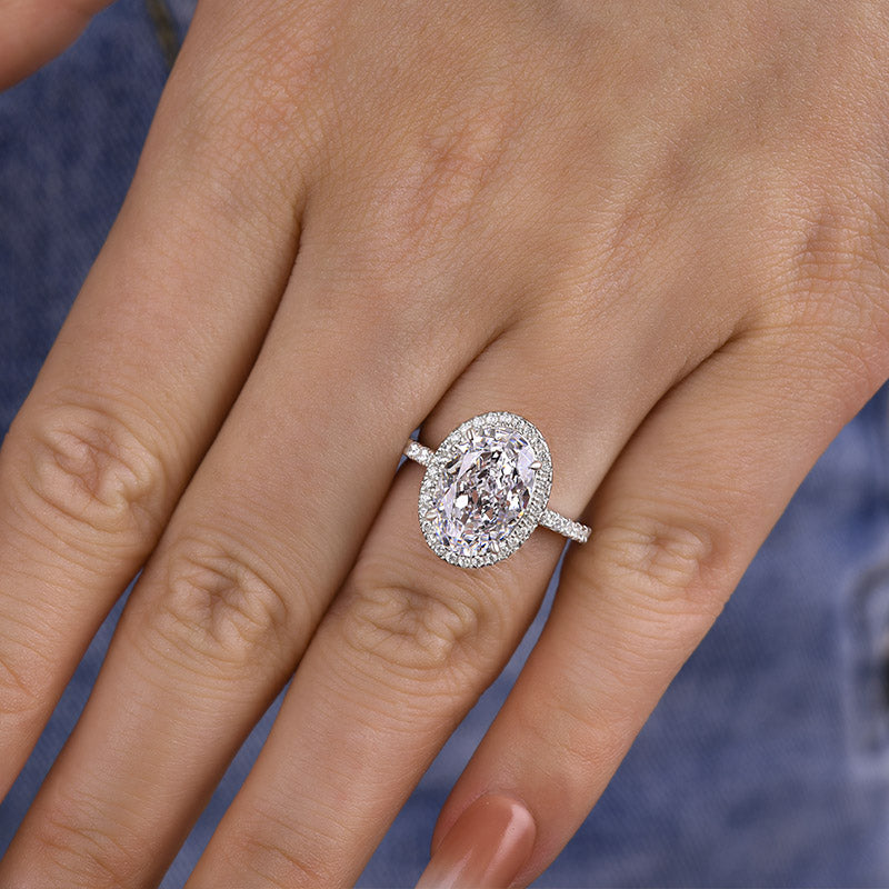 3Ct Lovely Halo Oval Cut Engagement Ring For Women In Sterling Silver-Sterling Silver-lornajewelry
