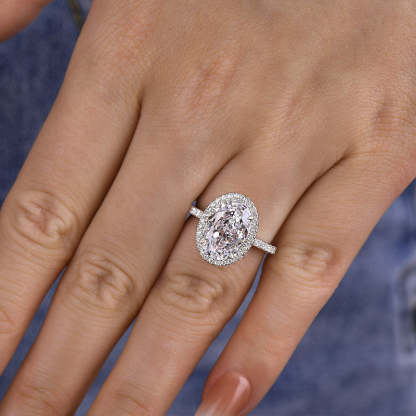 3Ct Lovely Halo Oval Cut Engagement Ring For Women In Sterling Silver-Sterling Silver-lornajewelry