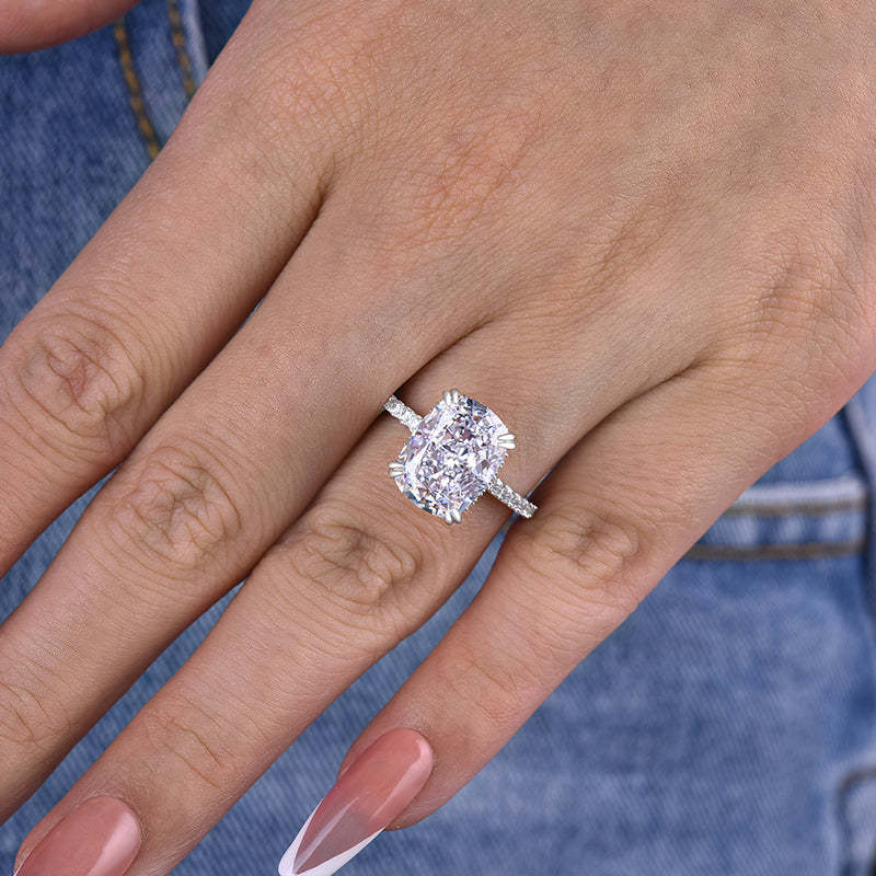 7.5Ct Noble Crushed Ice Cushion Cut Engagement Ring For Women In Sterling Silver-Sterling Silver-lornajewelry