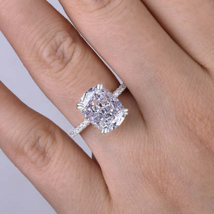 7.5Ct Noble Crushed Ice Cushion Cut Engagement Ring For Women In Sterling Silver-Sterling Silver-lornajewelry