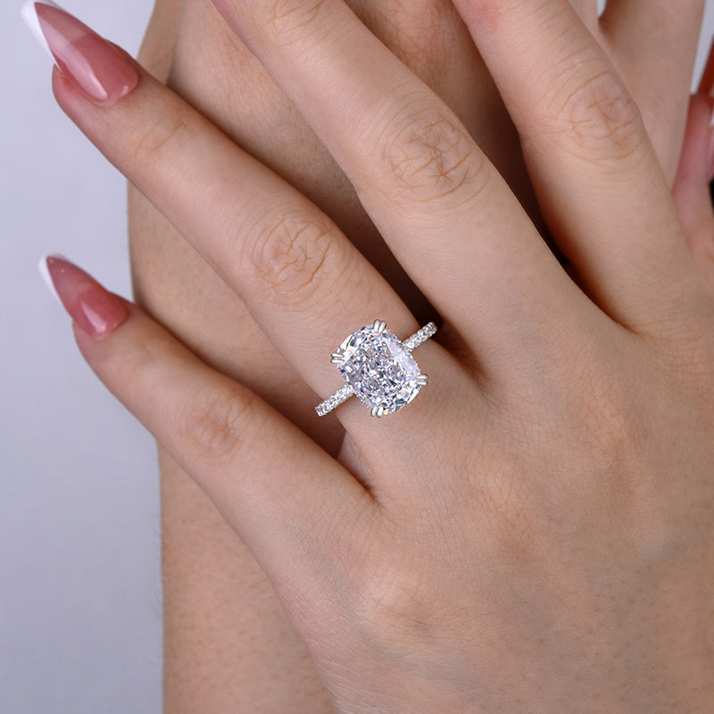 7.5Ct Noble Crushed Ice Cushion Cut Engagement Ring For Women In Sterling Silver-Sterling Silver-lornajewelry
