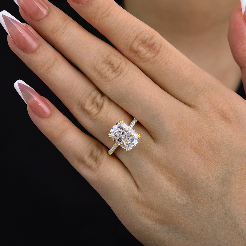 7.5Ct Noble Crushed Ice Cushion Cut Engagement Ring For Women In Sterling Silver-Sterling Silver-lornajewelry