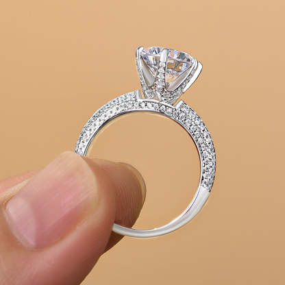 2.5Ct Timeless 6 Prongs Round Cut Engagement Ring-Sterling Silver-lornajewelry