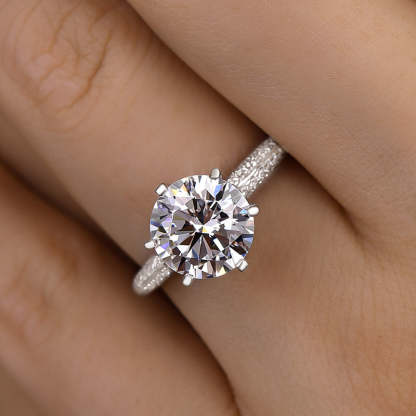2.5Ct Timeless 6 Prongs Round Cut Engagement Ring-Sterling Silver-lornajewelry