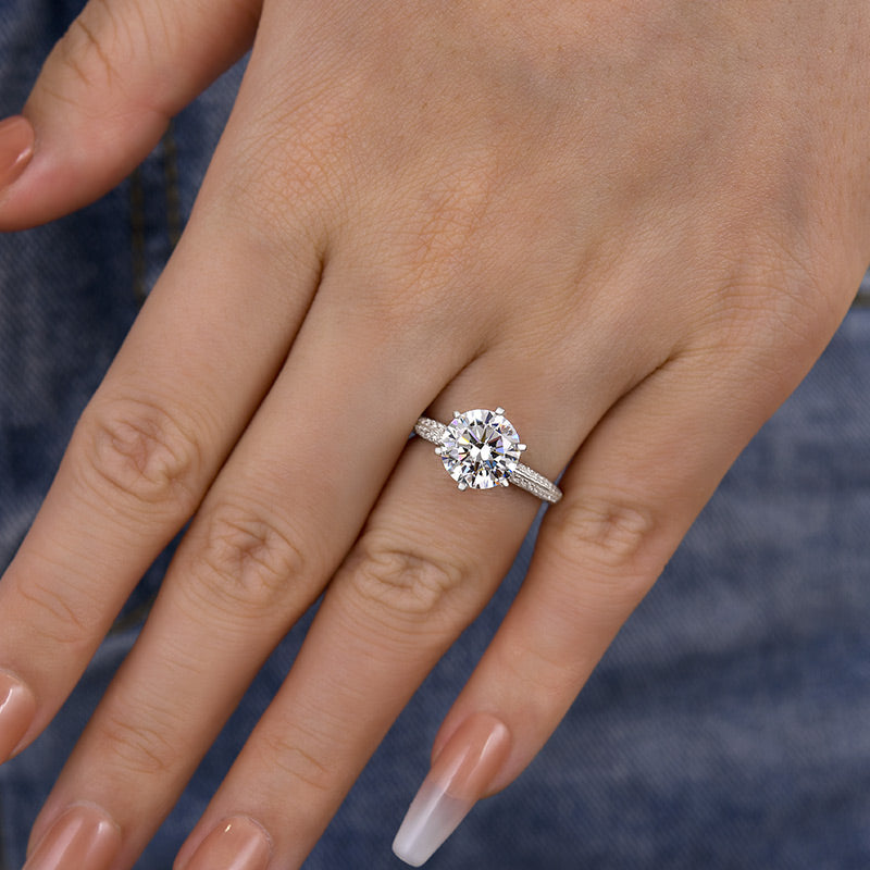 2.5Ct Timeless 6 Prongs Round Cut Engagement Ring-Sterling Silver-lornajewelry