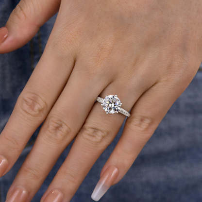 2.5Ct Timeless 6 Prongs Round Cut Engagement Ring-Sterling Silver-lornajewelry