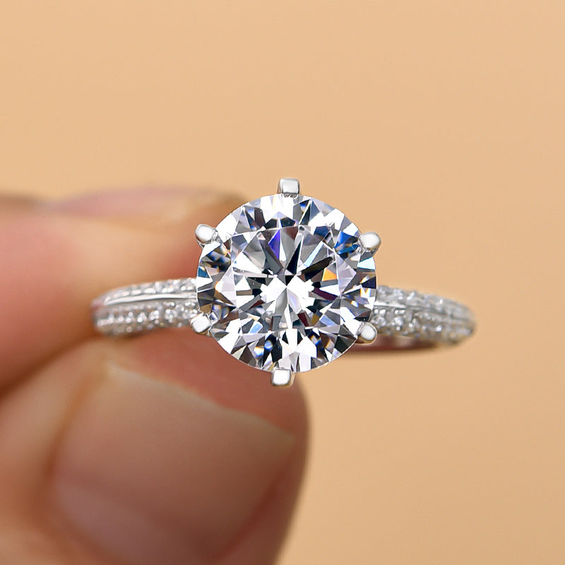 2.5Ct Timeless 6 Prongs Round Cut Engagement Ring-Sterling Silver-lornajewelry