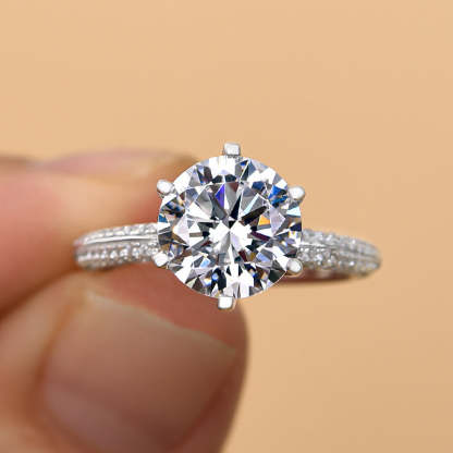 2.5Ct Timeless 6 Prongs Round Cut Engagement Ring-Sterling Silver-lornajewelry