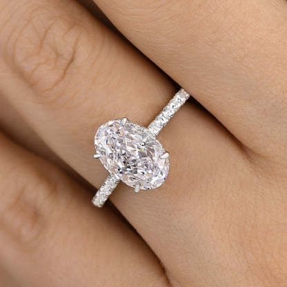 2.5Ct Attractive Crushed Ice Oval Cut Engagement Ring-Sterling Silver-lornajewelry
