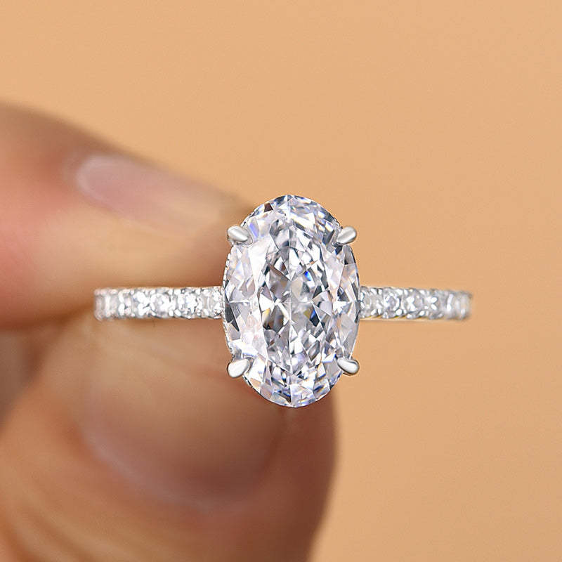 2.5Ct Attractive Crushed Ice Oval Cut Engagement Ring-Sterling Silver-lornajewelry