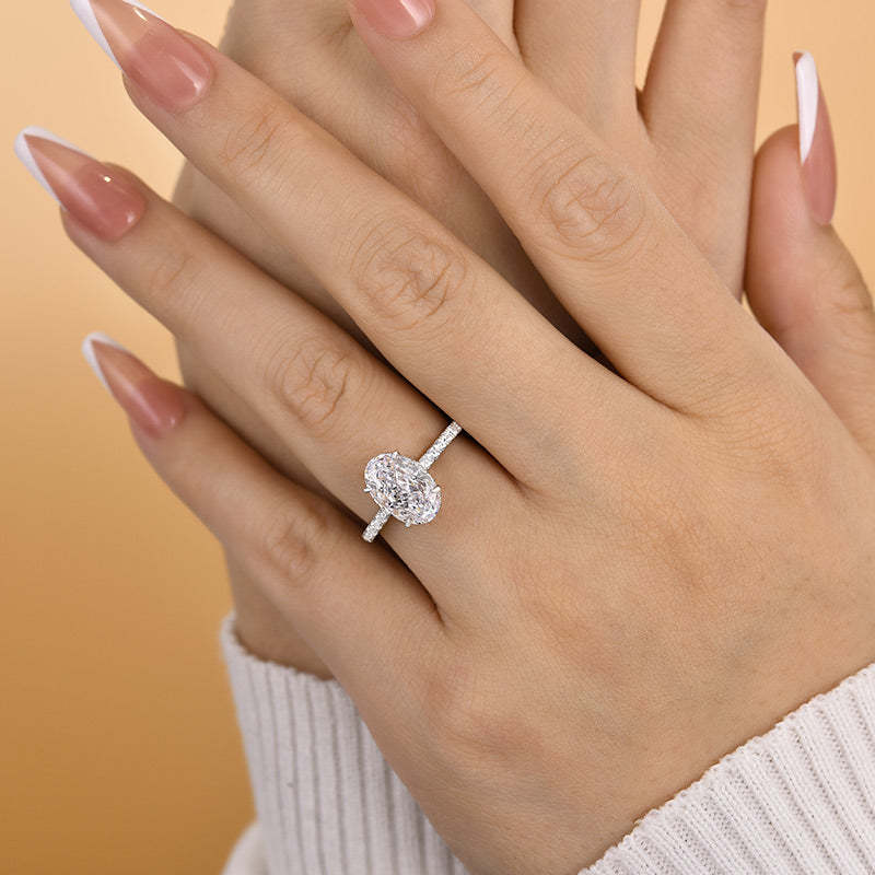 2.5Ct Attractive Crushed Ice Oval Cut Engagement Ring-Sterling Silver-lornajewelry