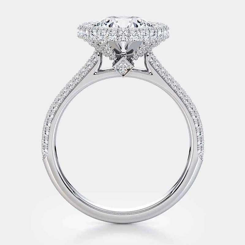 3Ct Vintage Halo Round Cut Engagement Ring-Sterling Silver-lornajewelry