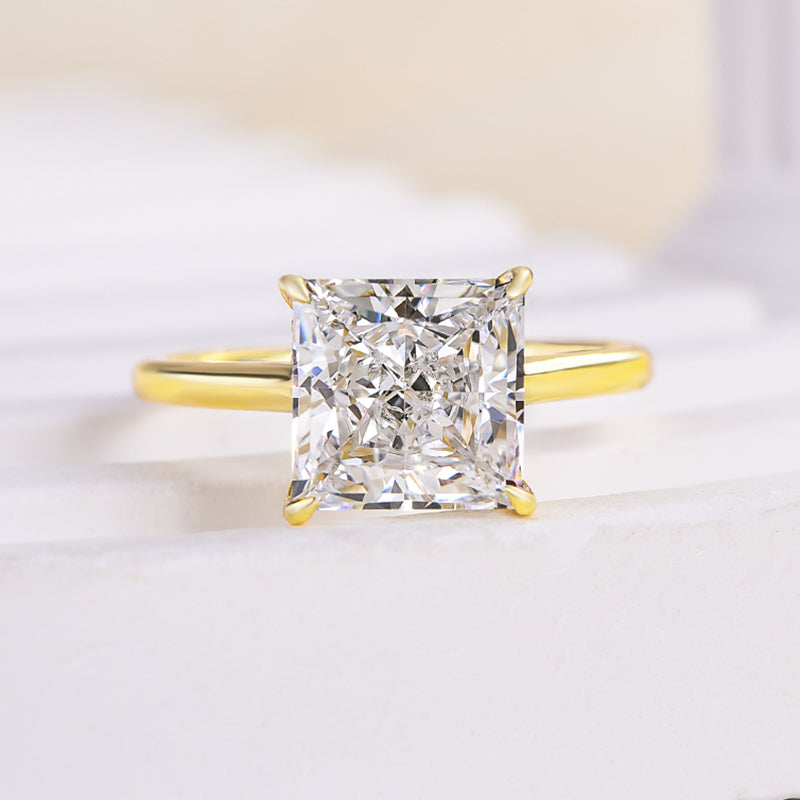 3Ct Timeless Yellow Gold Princess Cut Engagement Ring-Sterling Silver-lornajewelry