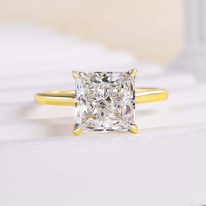 3Ct Timeless Yellow Gold Princess Cut Engagement Ring-Sterling Silver-lornajewelry