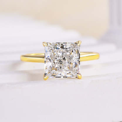 3Ct Timeless Yellow Gold Princess Cut Engagement Ring-Sterling Silver-lornajewelry