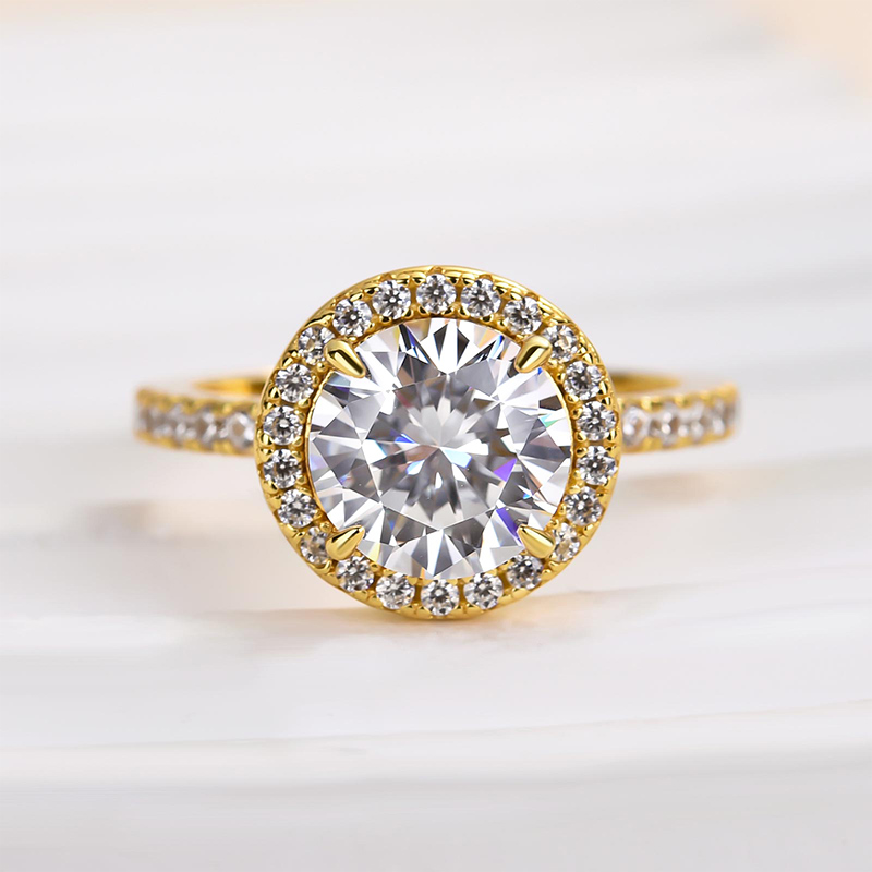 2Ct Classic Halo Round Cut Women's Engagement Ring In White Gold-Sterling Silver-lornajewelry