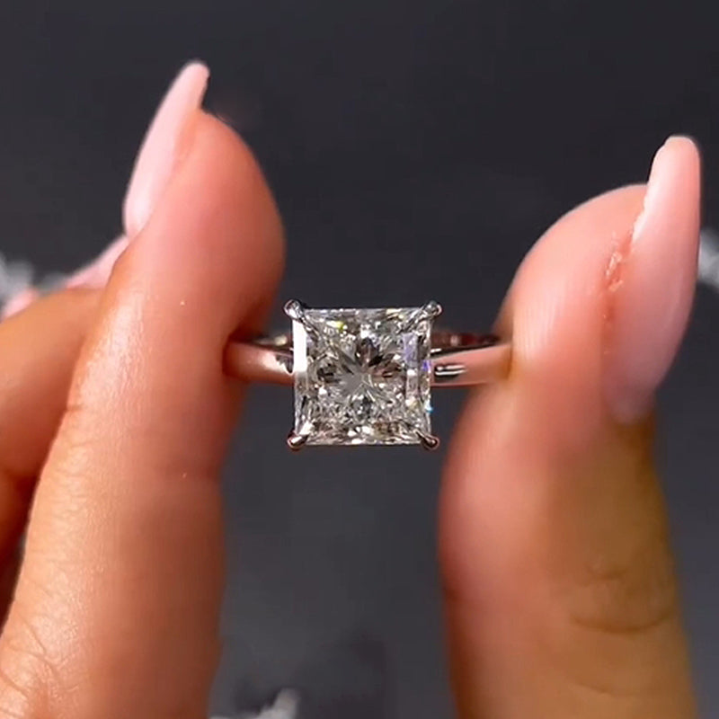3Ct Stunning Princess Cut Engagement Ring-Sterling Silver-lornajewelry