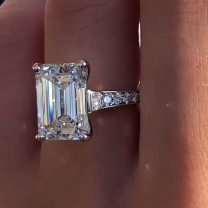 7Ct Captivating Emerald Cut Engagement Ring-Sterling Silver-lornajewelry